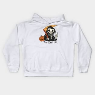 "I Love My Job" Grim Reaper Kids Hoodie